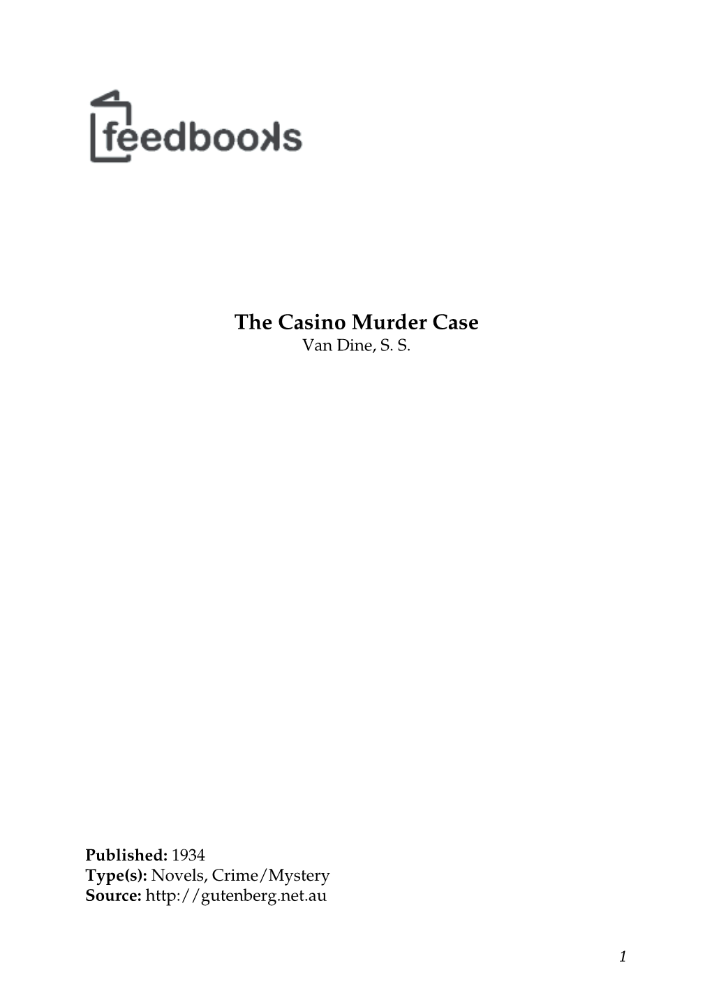 The Casino Murder Case Van Dine, S