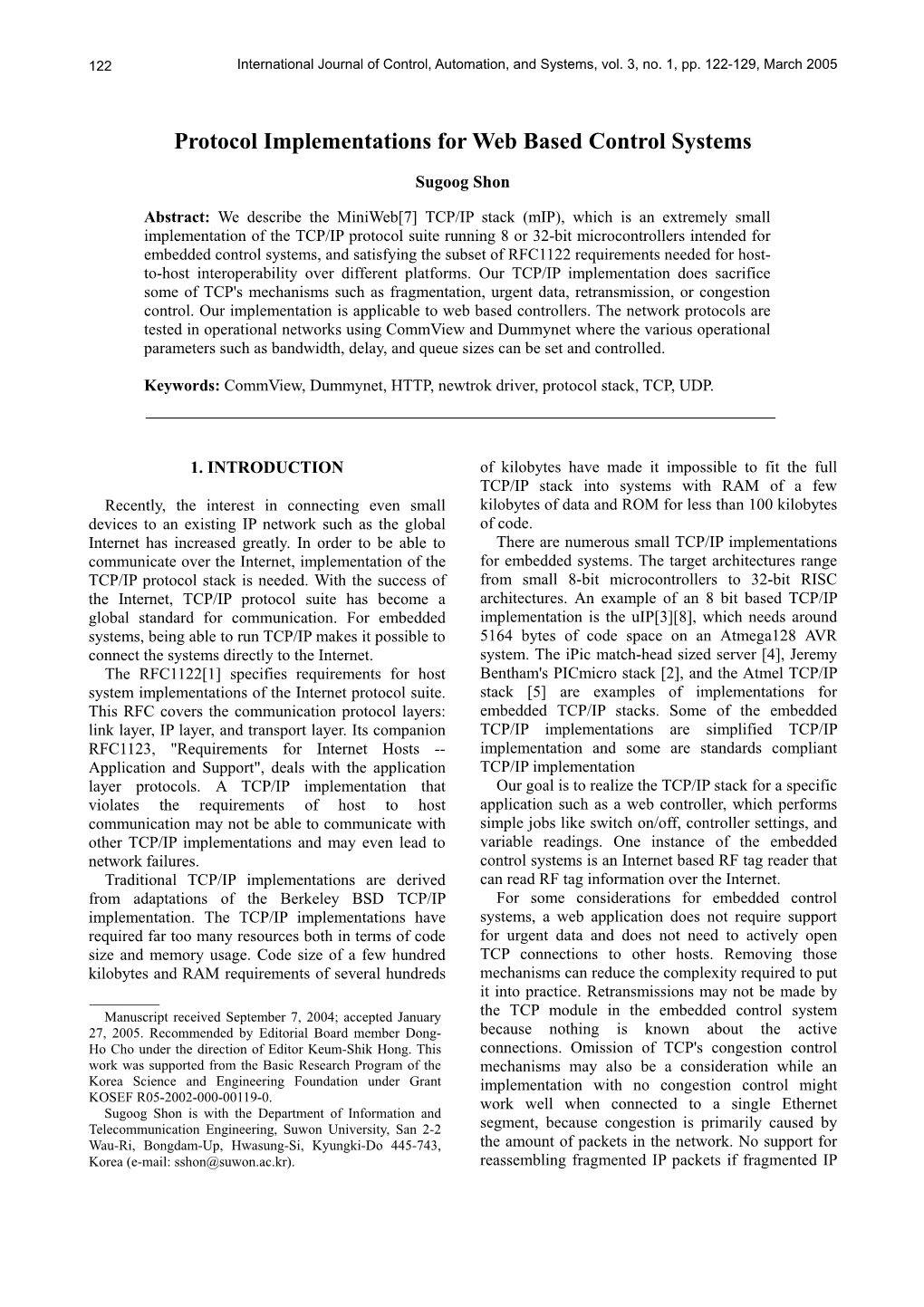 Protocol Implementations for Web Based Control Systems