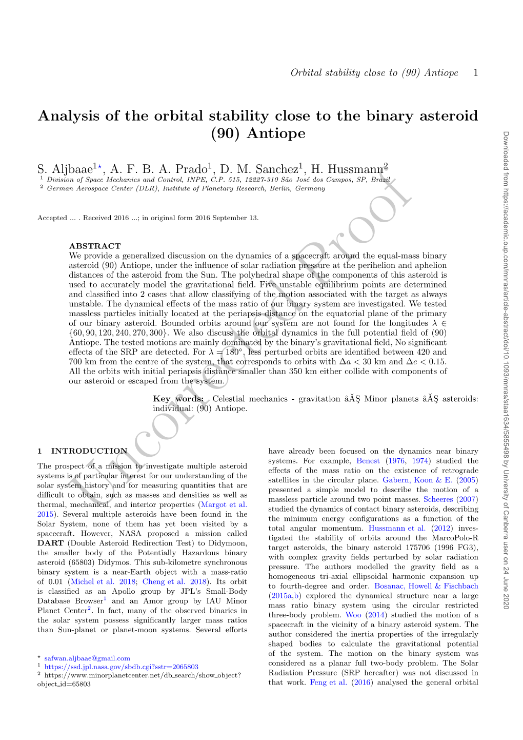 Analysis of the Orbital Stability Close to the Binary Asteroid (90) Antiope