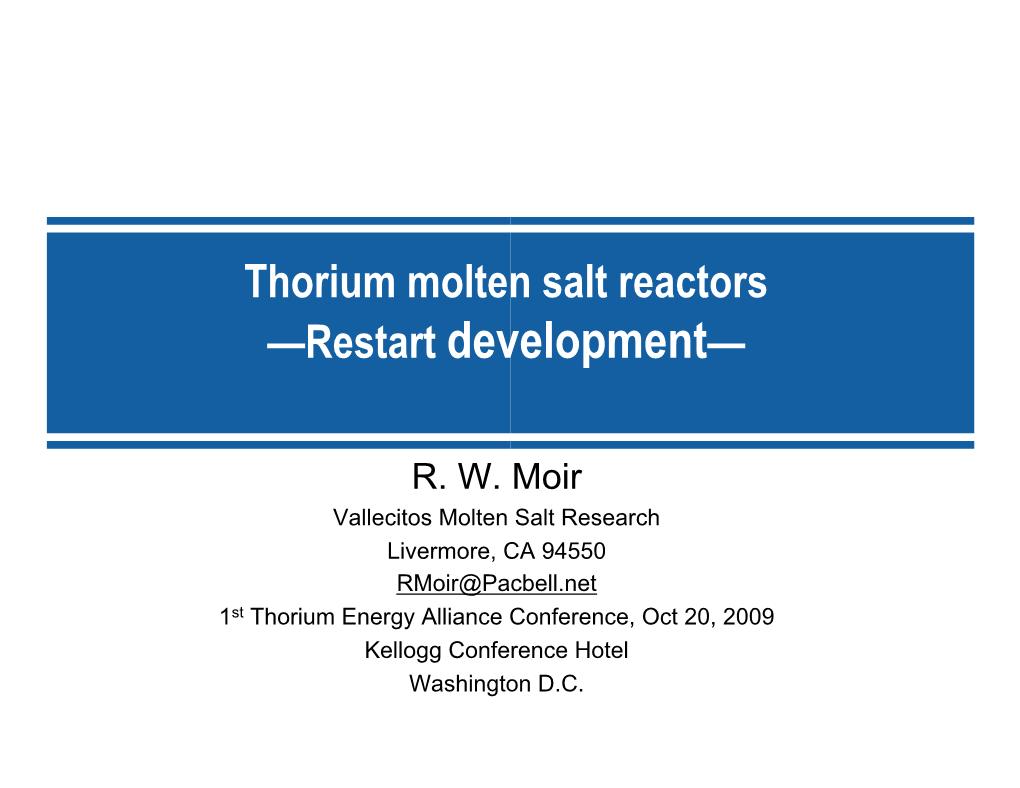 Thorium Molten Salt-Moirtalk``