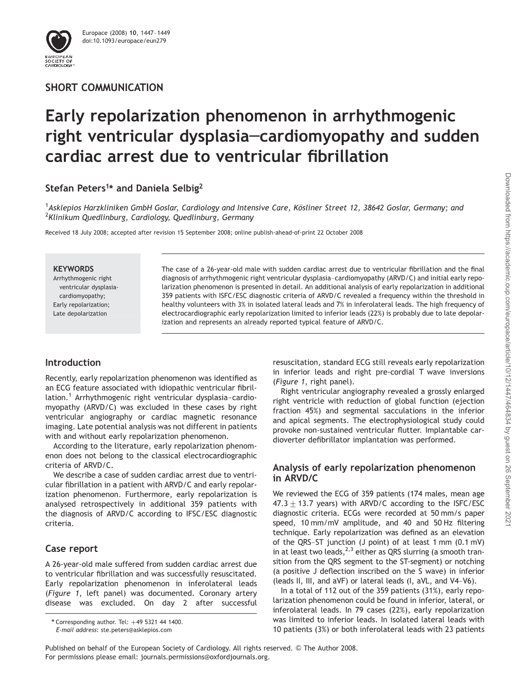 Early Repolarization Phenomenon in Arrhythmogenic Right Ventricular