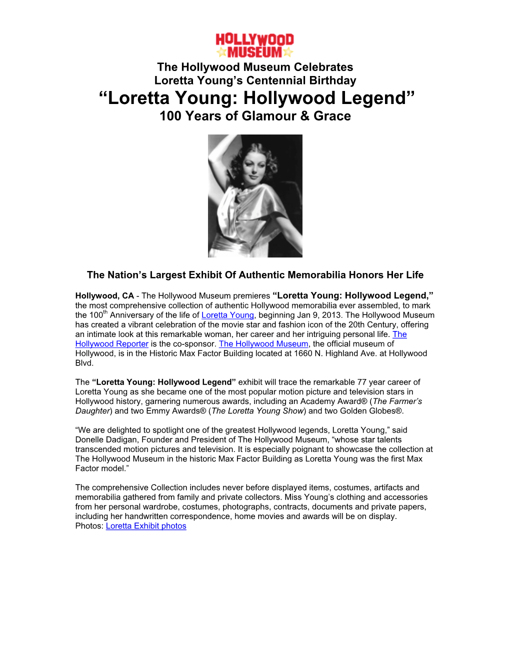 “Loretta Young: Hollywood Legend” 100 Years of Glamour & Grace