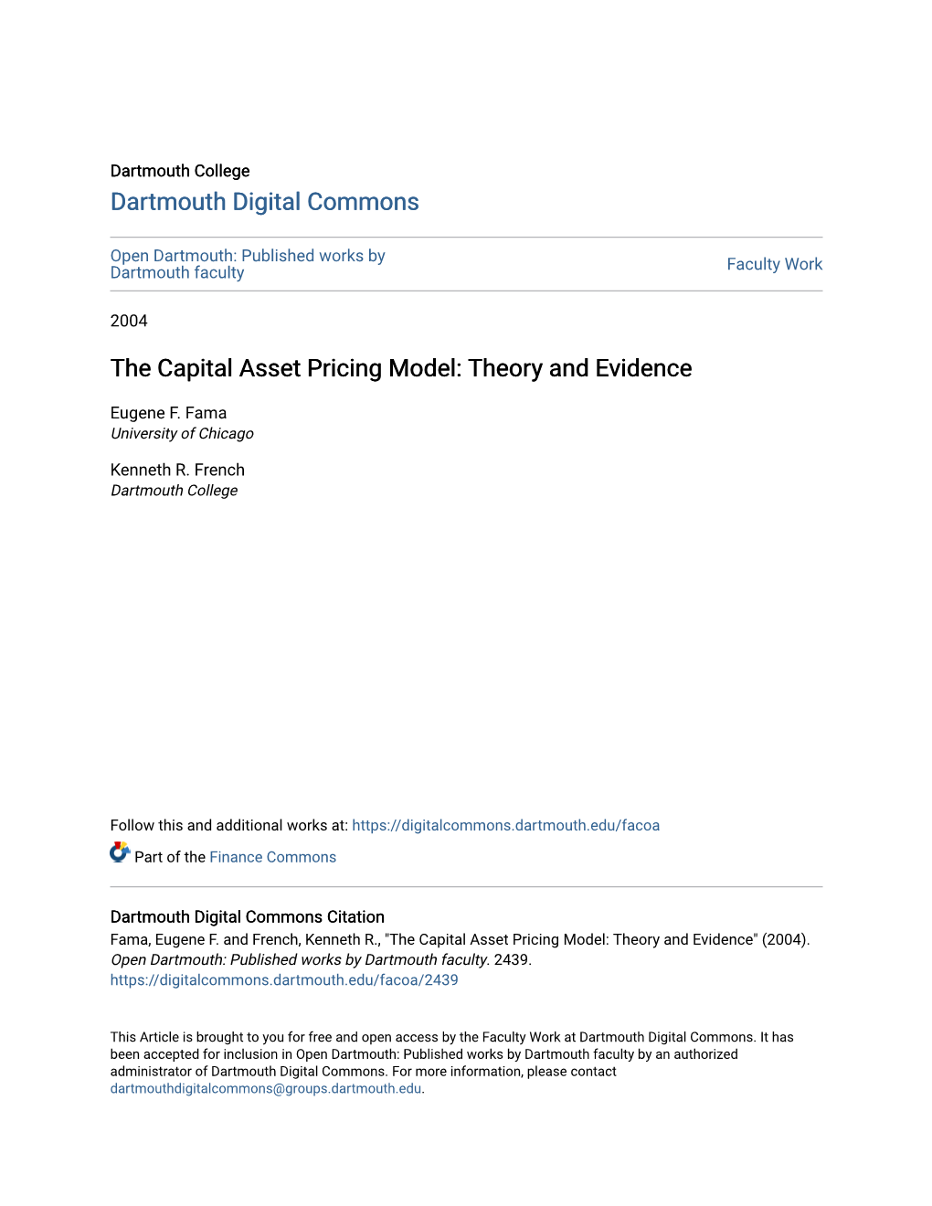 The Capital Asset Pricing Model: Theory and Evidence