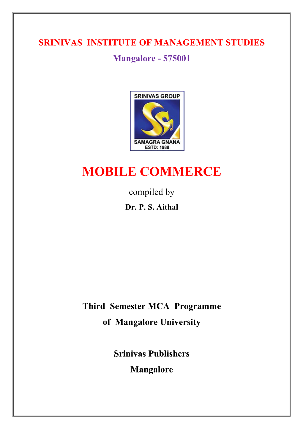 MOBILE COMMERCE Compiled by Dr