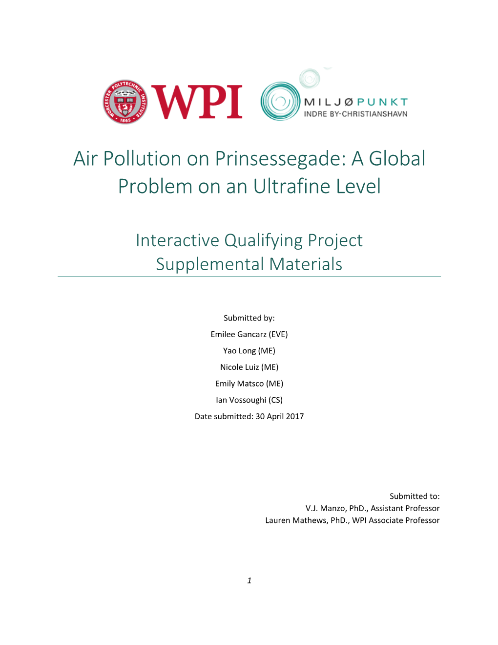 Air Pollution on Prinsessegade: a Global Problem on an Ultrafine Level