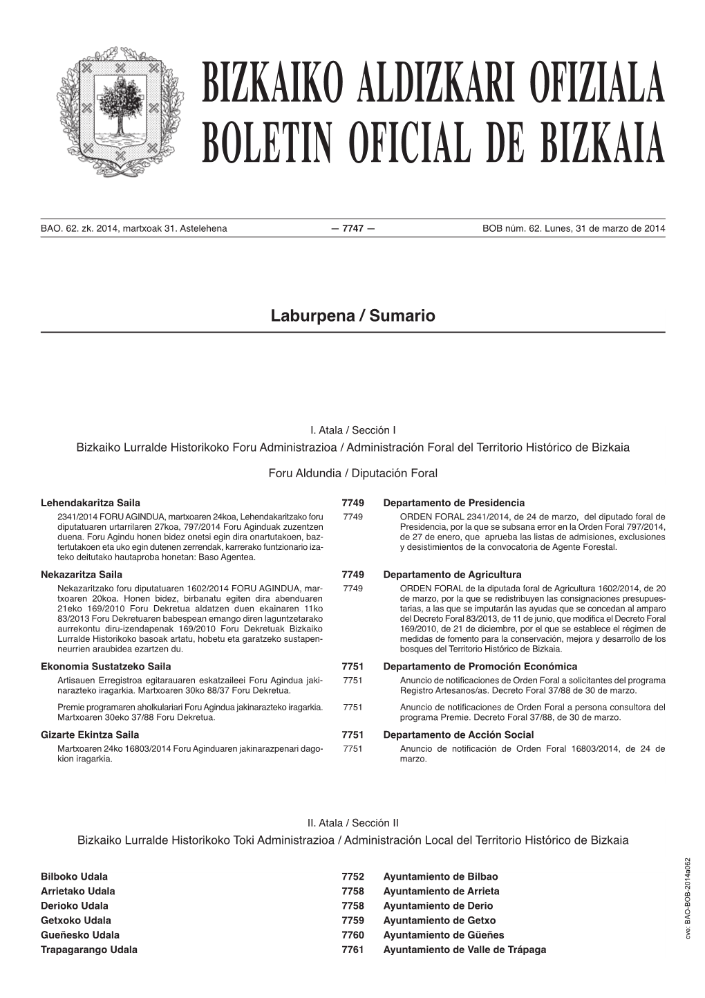 Bizkaiko Aldizkari Ofiziala Boletin Oficial De Bizkaia