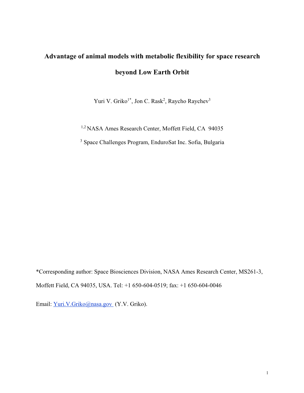 Advantage of Animal Models with Metabolic Flexibility for Space Research