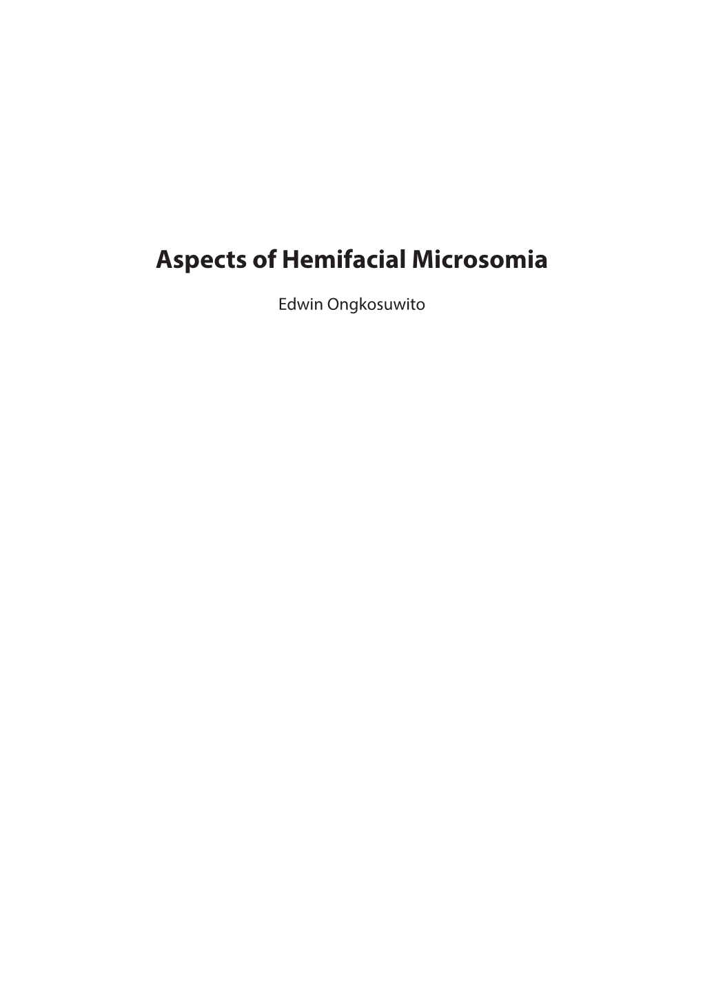 Aspects of Hemifacial Microsomia