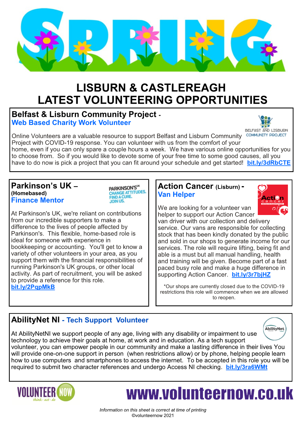 Lisburn & Castlereagh Latest Volunteering Opportunities