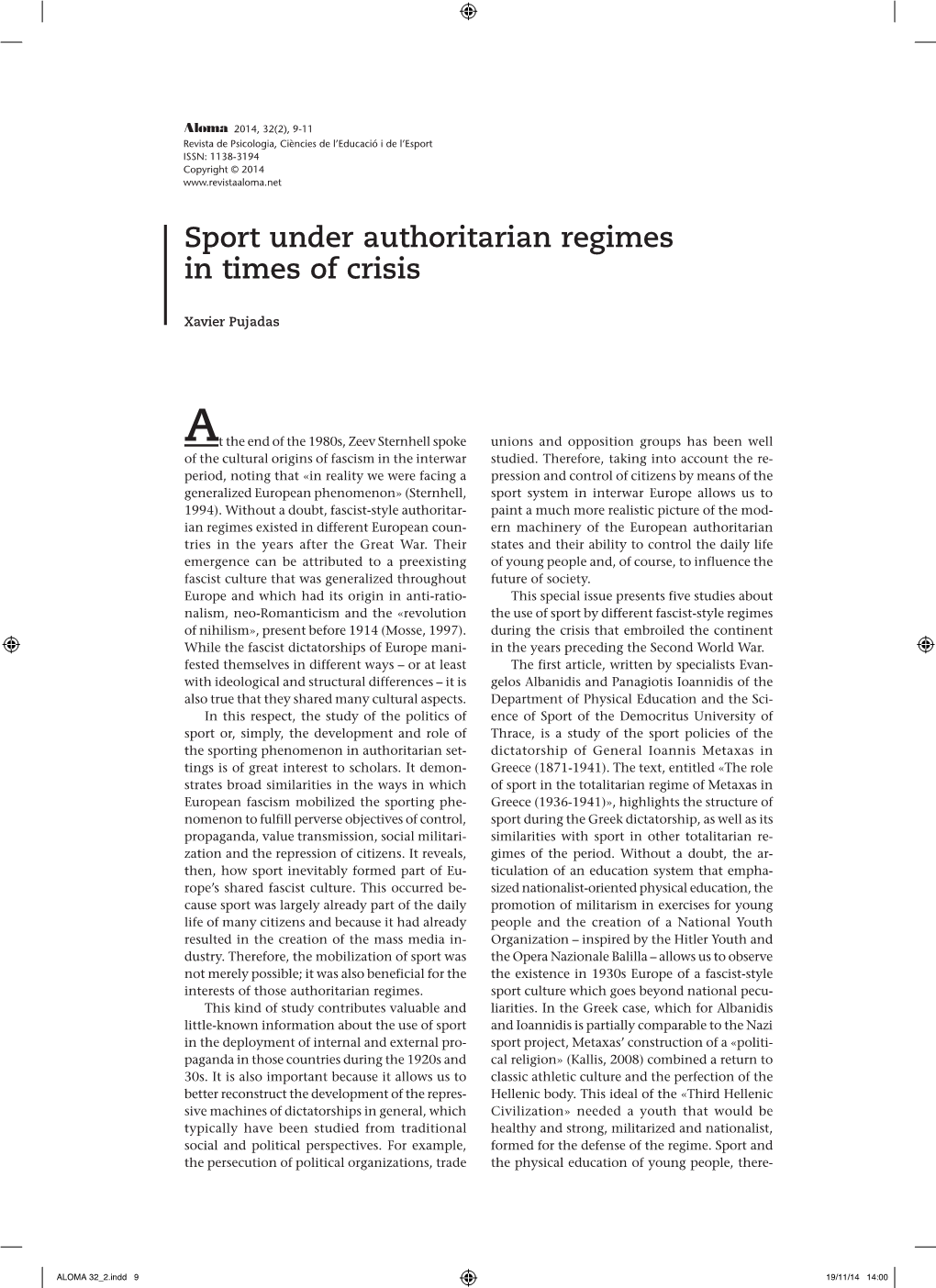 Sport Under Authoritarian Regimes in Times of Crisis