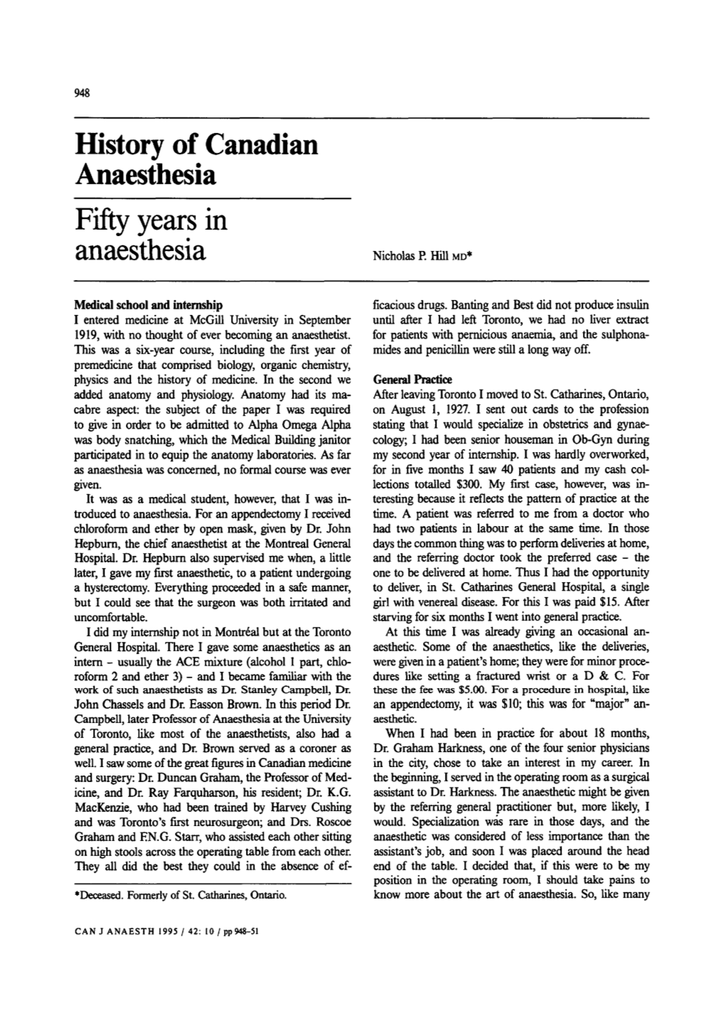 Fifty Years in Anaesthesia Nicholas P