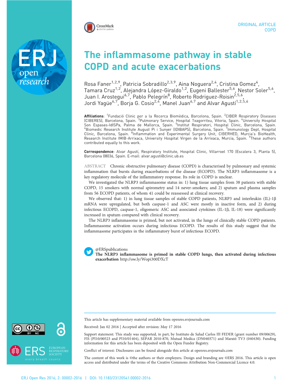 The Inflammasome Pathway in Stable COPD and Acute Exacerbations