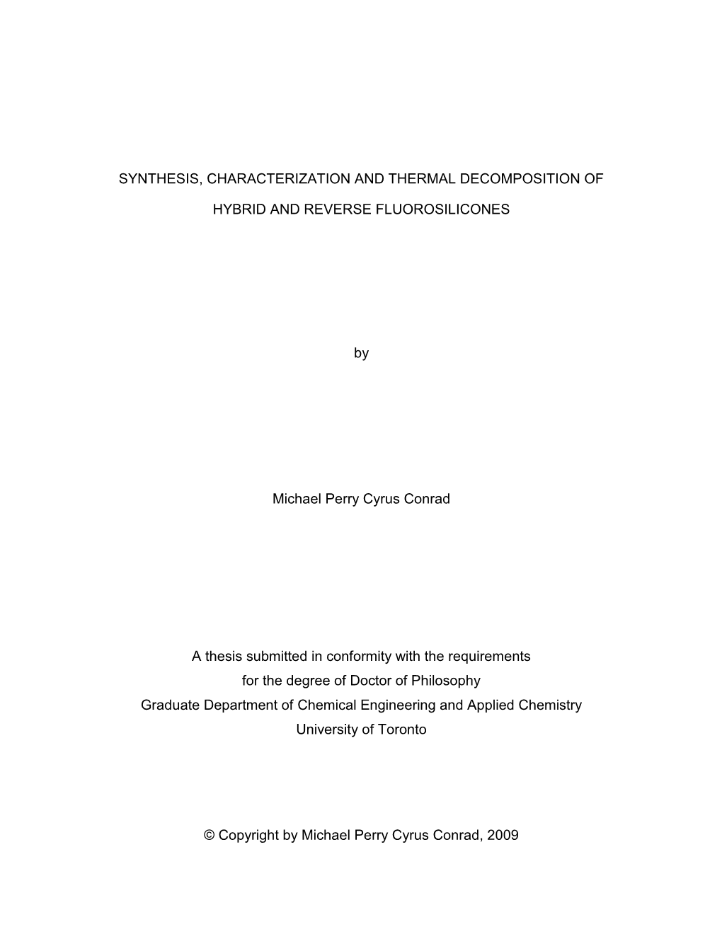 Synthesis, Characterization and Thermal Decomposition Of