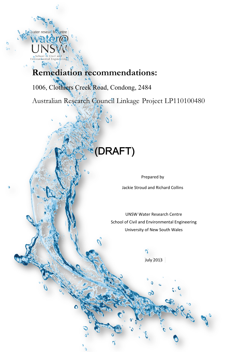 Remediation Recommendations: 1006, Clothiers Creek Road, Condong, 2484 Australian Research Council Linkage Project LP110100480
