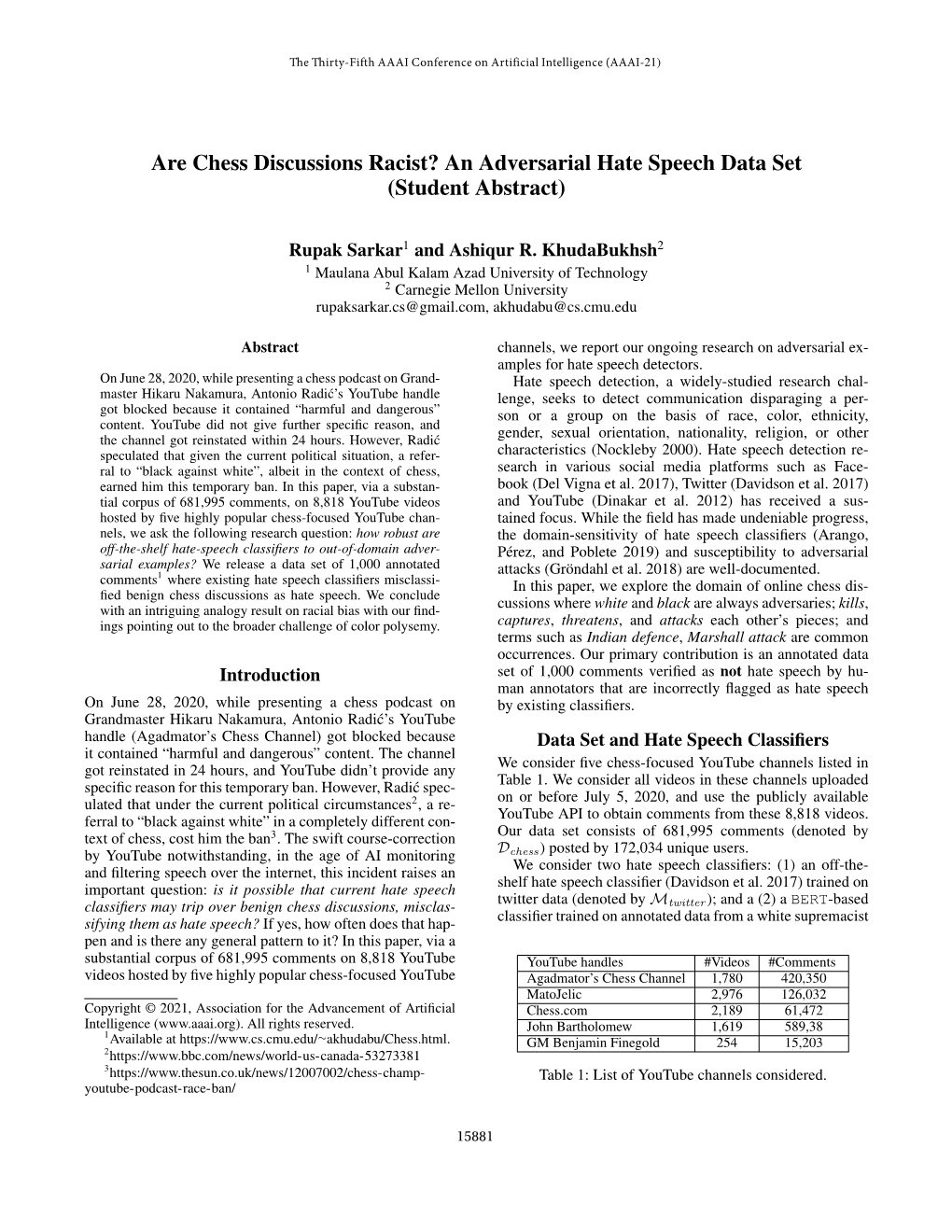 Are Chess Discussions Racist? an Adversarial Hate Speech Data Set (Student Abstract)