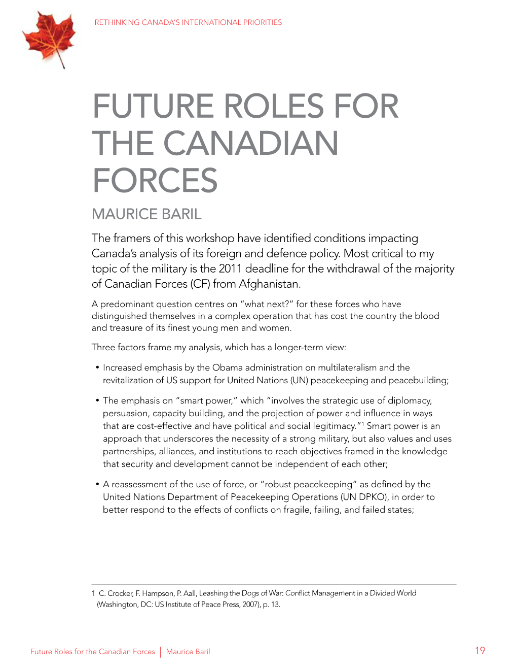 Future Roles for the Canadian Forces