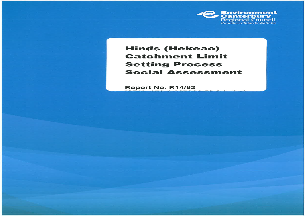 Hinds (Hekeao) Catchment Limit Setting Process Social Assessment
