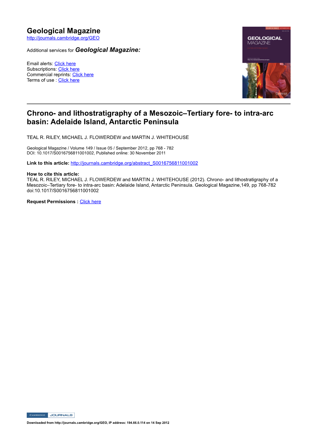 Geological Magazine Chrono and Lithostratigraphy of a Mesozoic