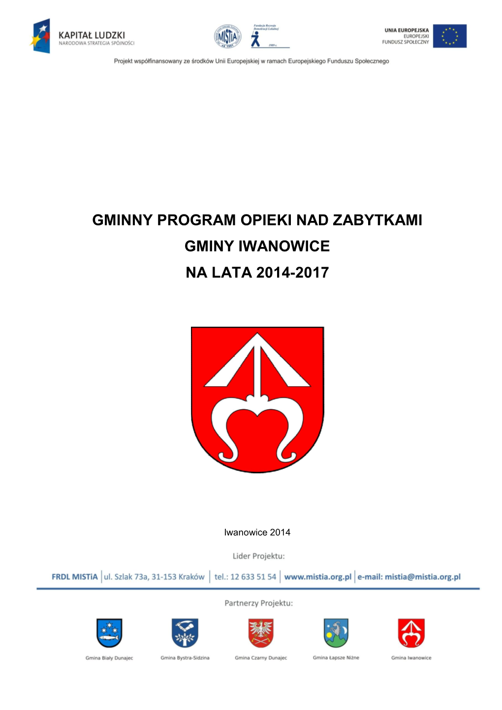 Gminny Program Opieki Nad Zabytkami Gminy Iwanowice Na Lata 2014-2017