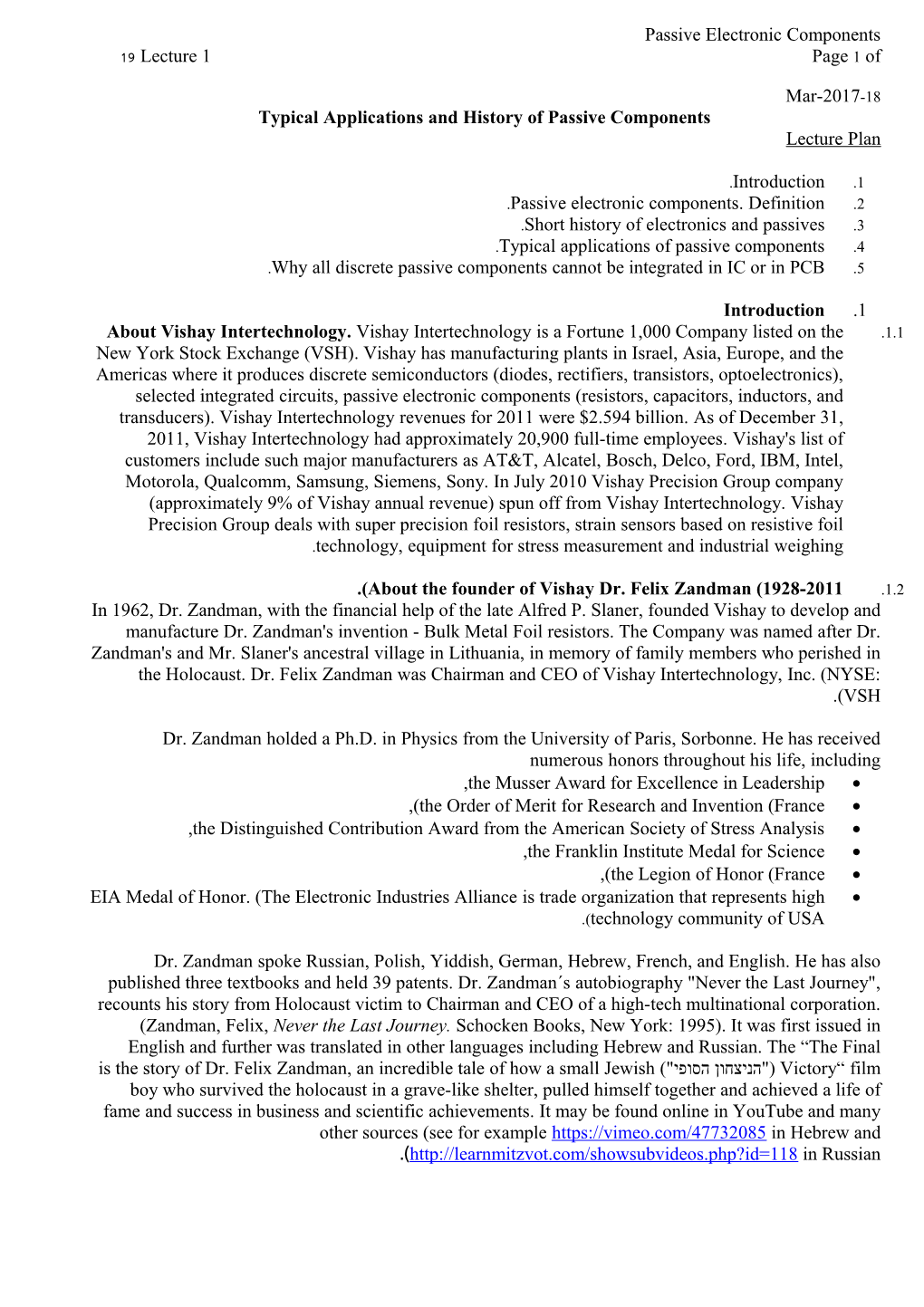 Typical Applications and History of Passive Components