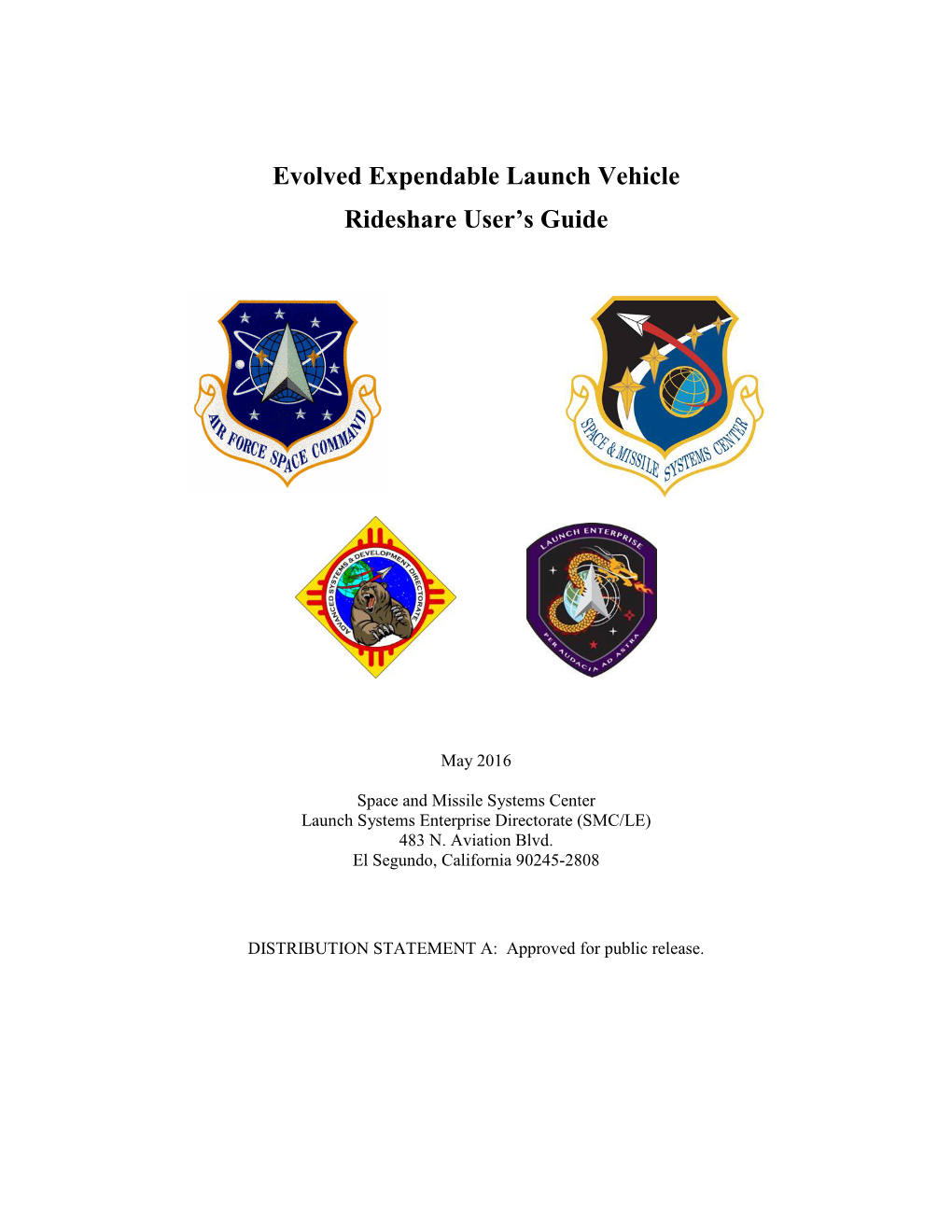 Evolved Expendable Launch Vehicle Rideshare User's Guide