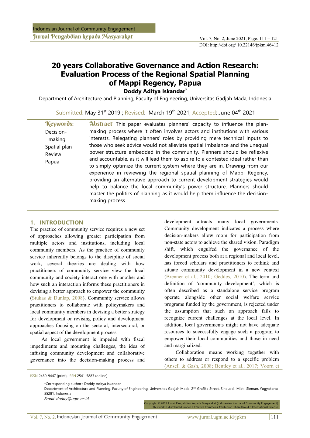 Evaluation Process of the Regional Spatial Planning of Mappi Regency