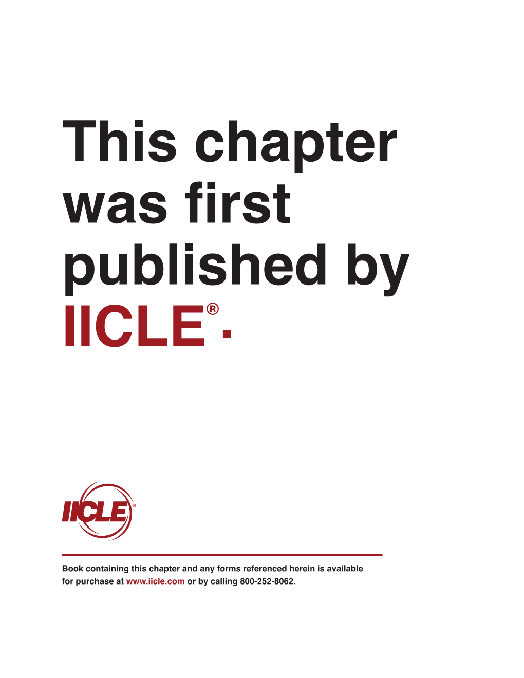 This Chapter Was First Published by IICLE®