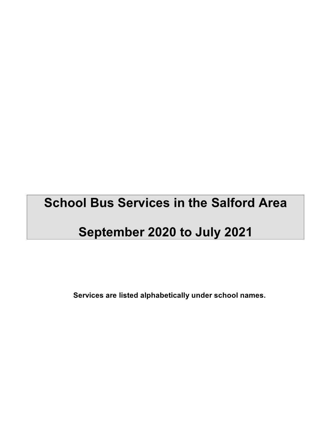 Salford Schools 2020-21