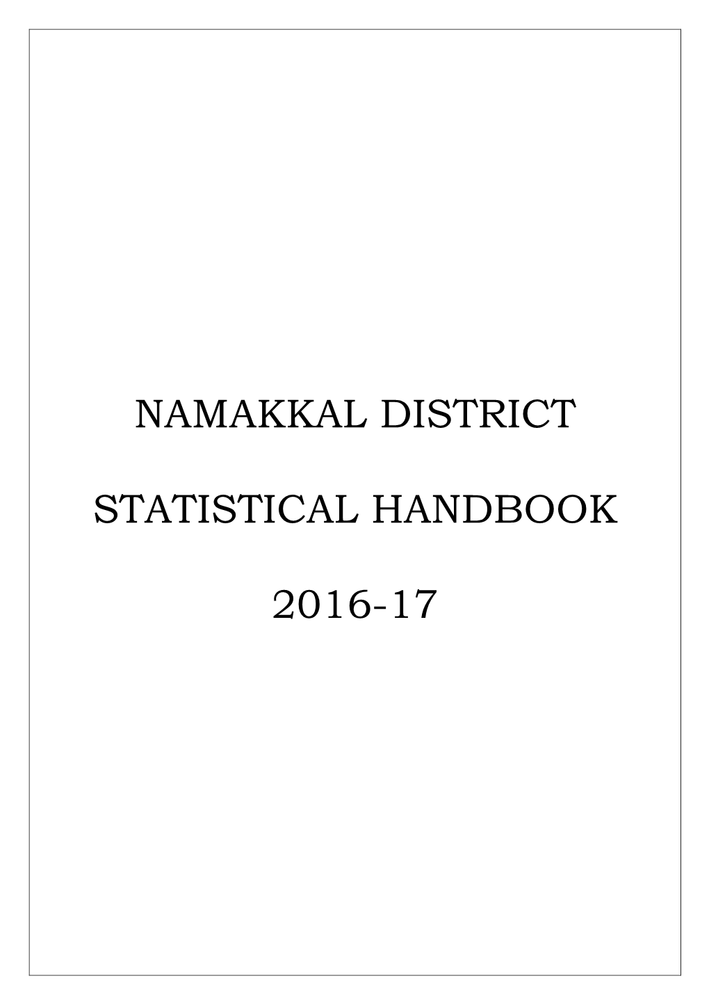 Namakkal District Statistical Handbook 2016-17