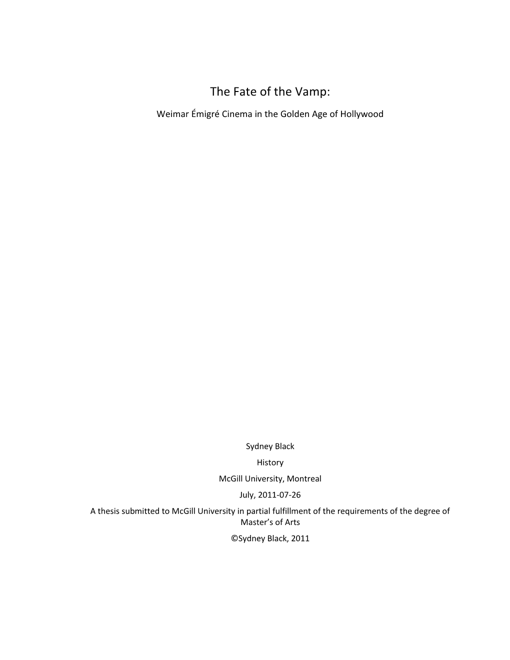 The Fate of the Vamp