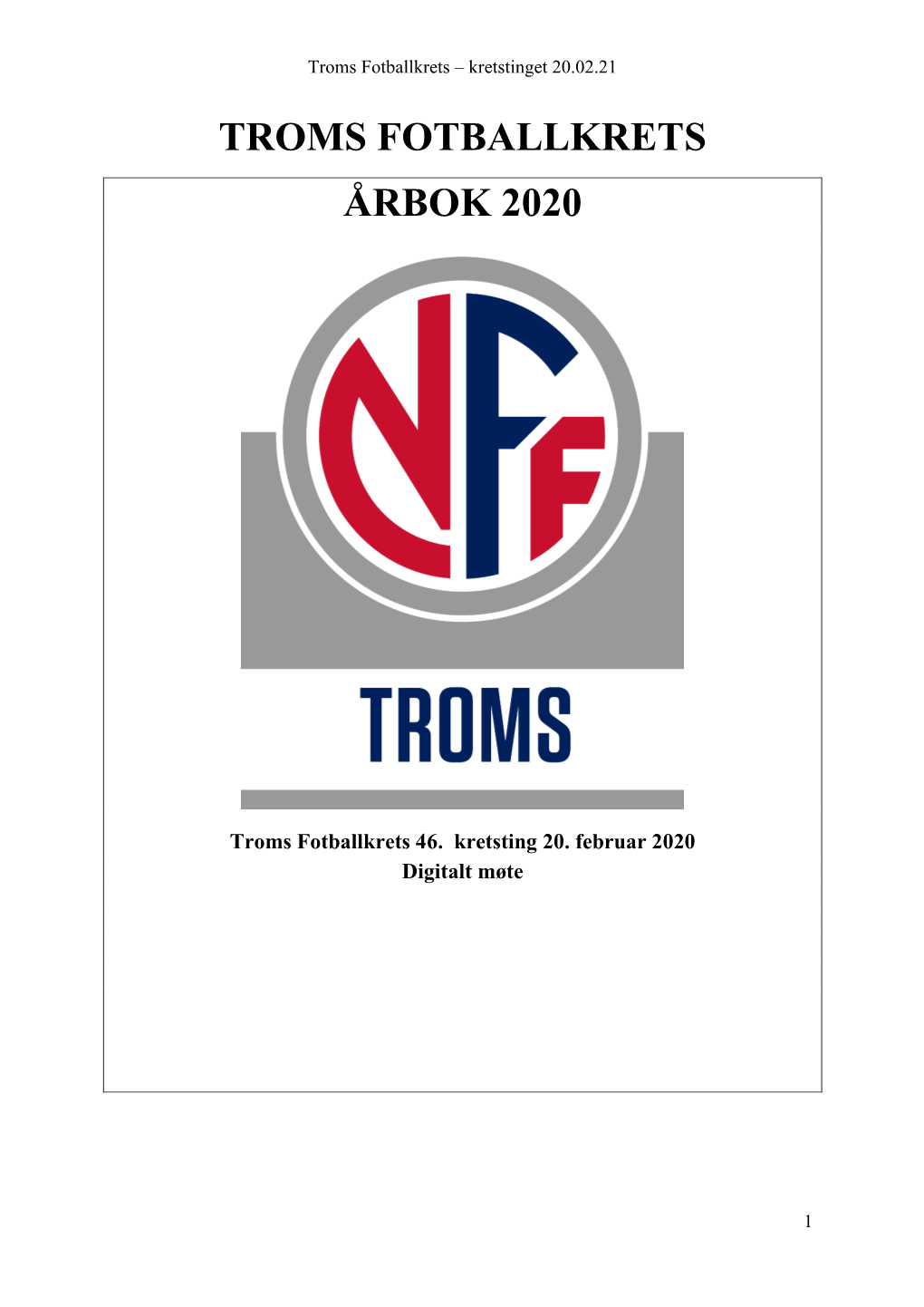 Troms Fotballkrets Årbok 2020