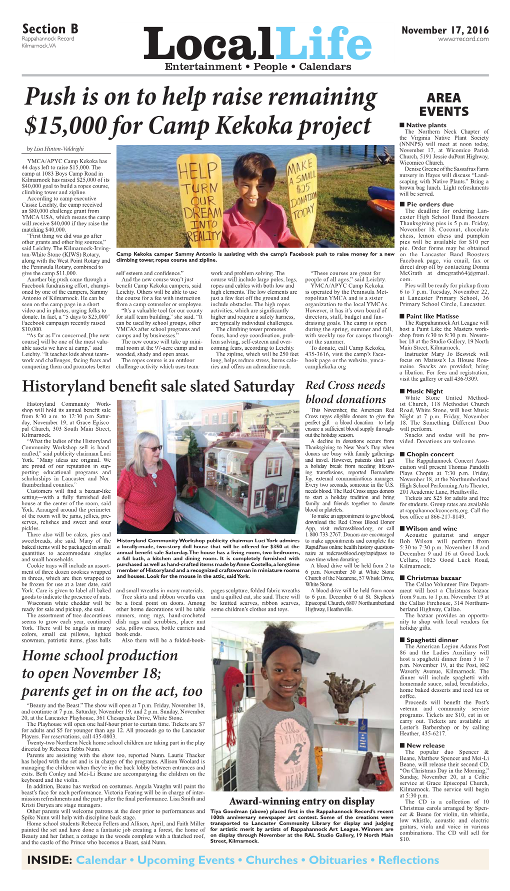 Rappahannock Record, Thursday, November 17, 2016, Section B