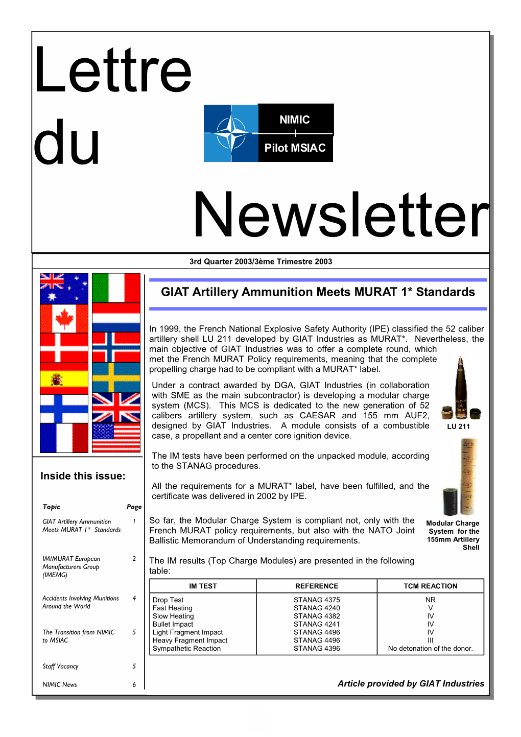 GIAT Artillery Ammunition Meets MURAT 1* Standards