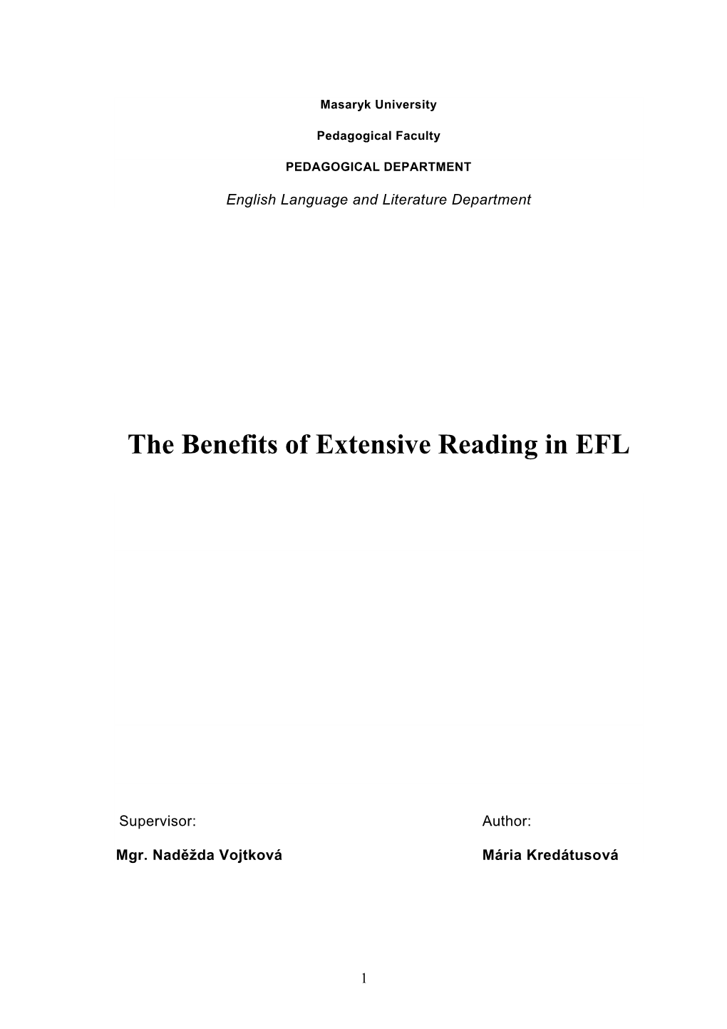 The Benefits of Extensive Reading in EFL