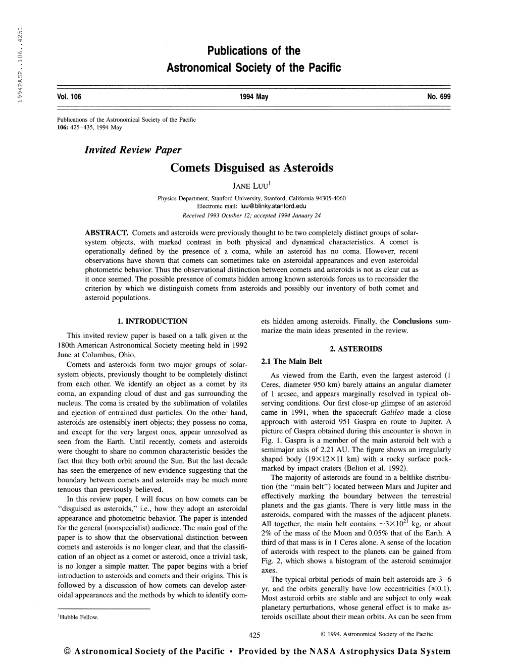 Publications of the Astronomical Society of the Pacific Vol. 106 1994