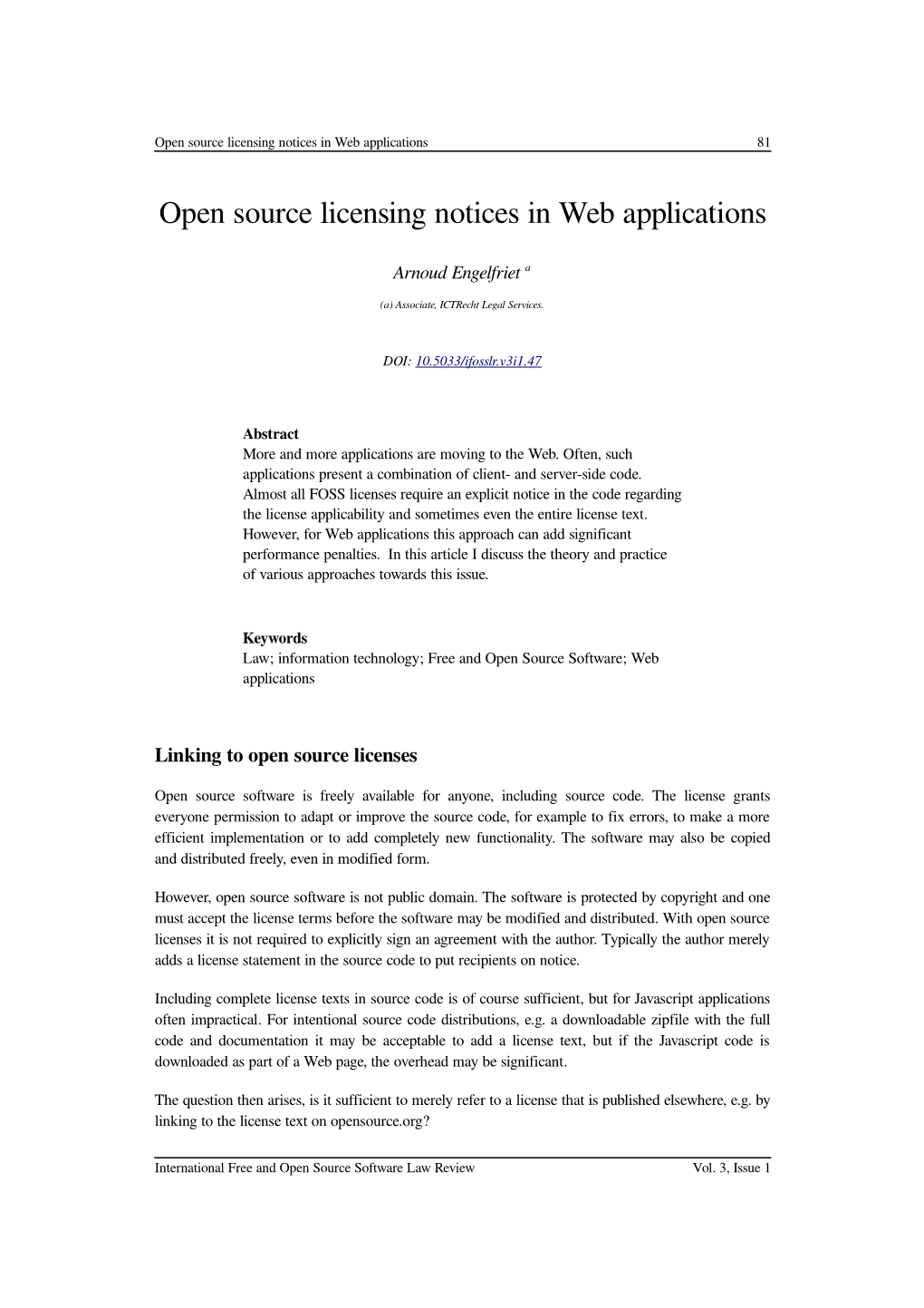 Open Source Licensing Notices in Web Applications 81