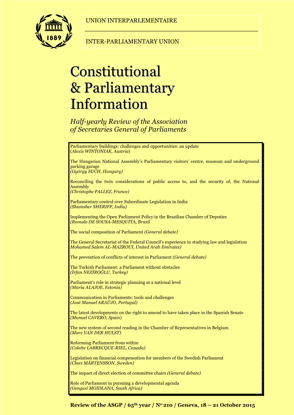 Constitutional & Parliamentary Information