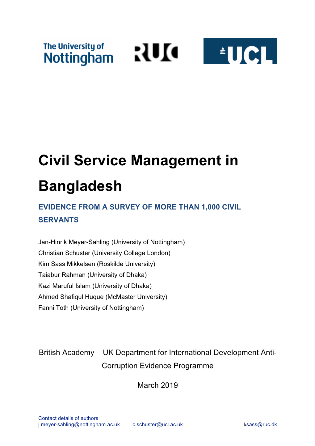 Civil Service Management in Bangladesh