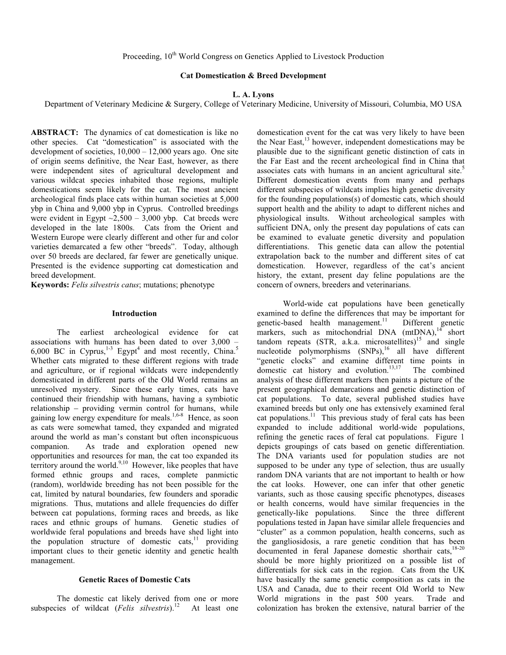 Proceeding, 10Th World Congress on Genetics Applied to Livestock Production