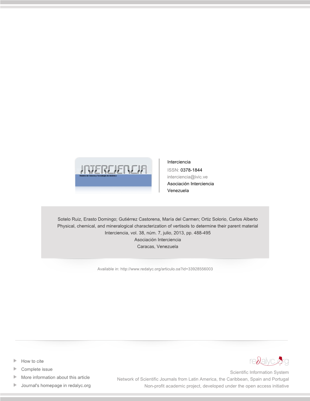 Redalyc.Physical, Chemical, and Mineralogical Characterization Of