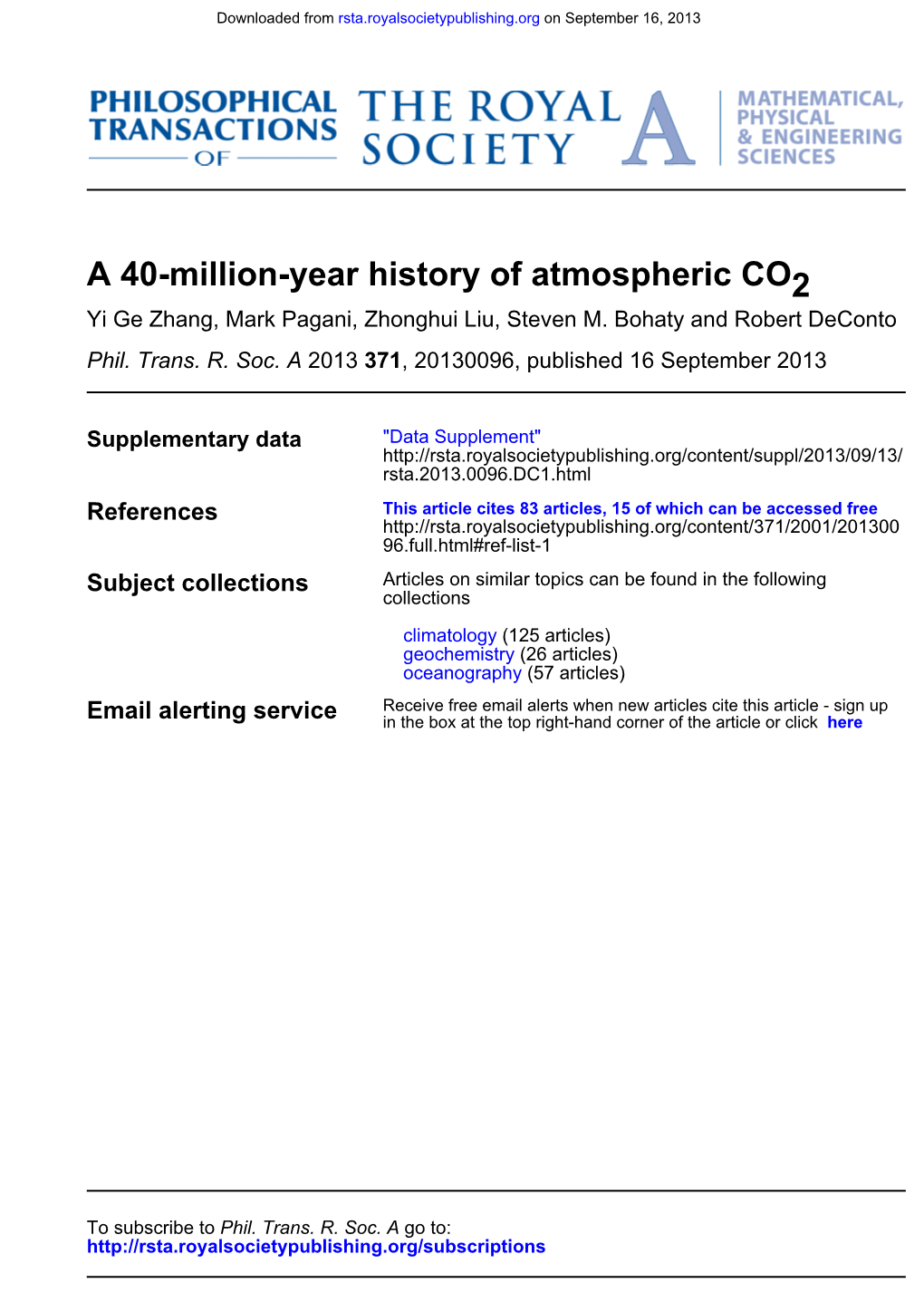 2 a 40-Million-Year History of Atmospheric CO