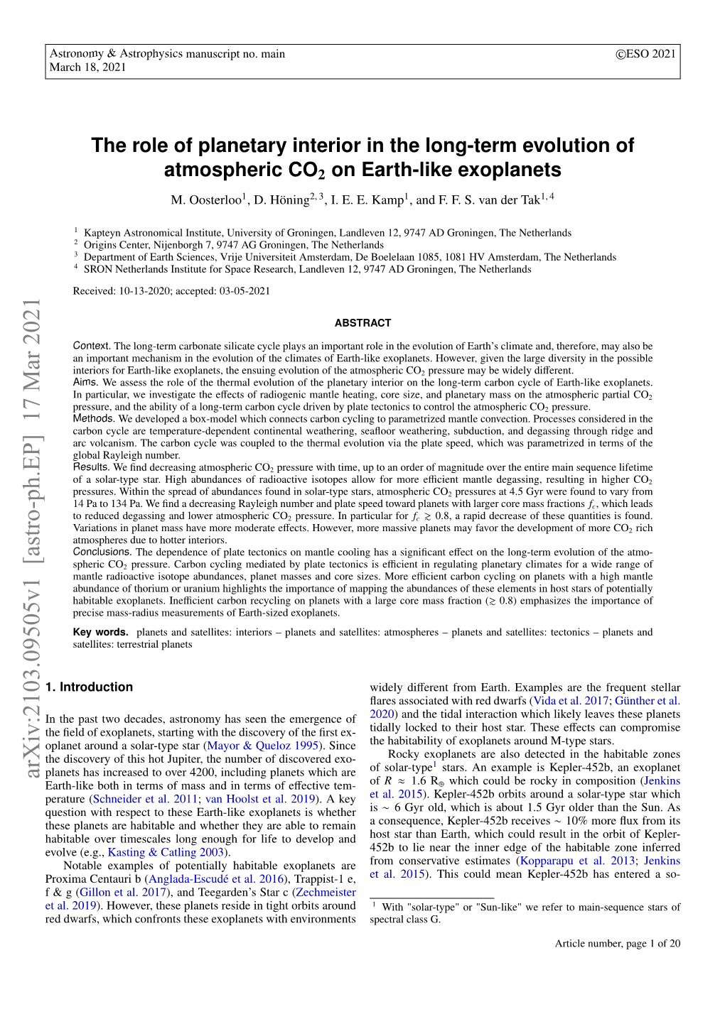 The Role of Planetary Interior in the Long-Term Evolution of Atmospheric CO2 on Earth-Like Exoplanets M