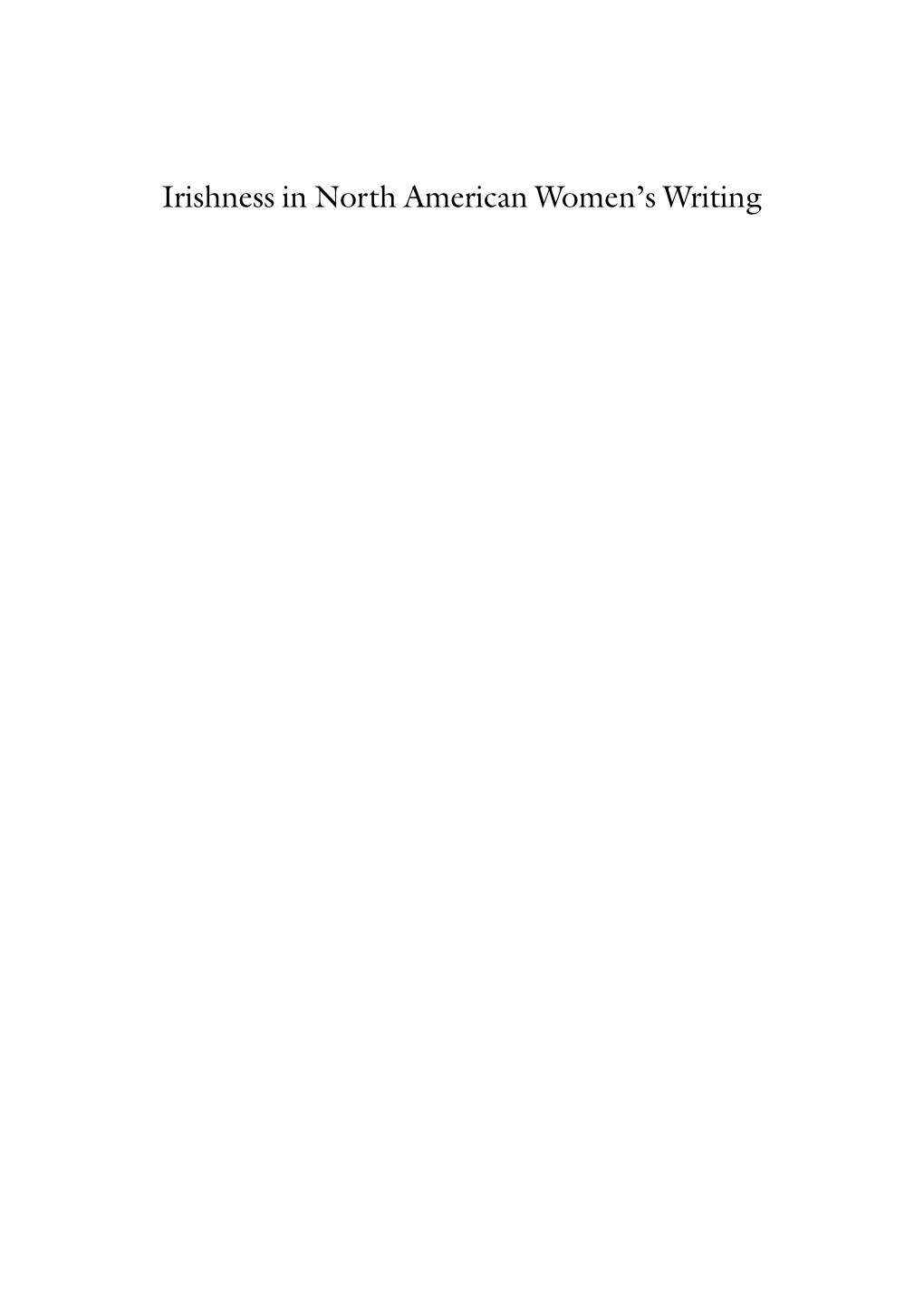 Irishness in North American Women's Writing