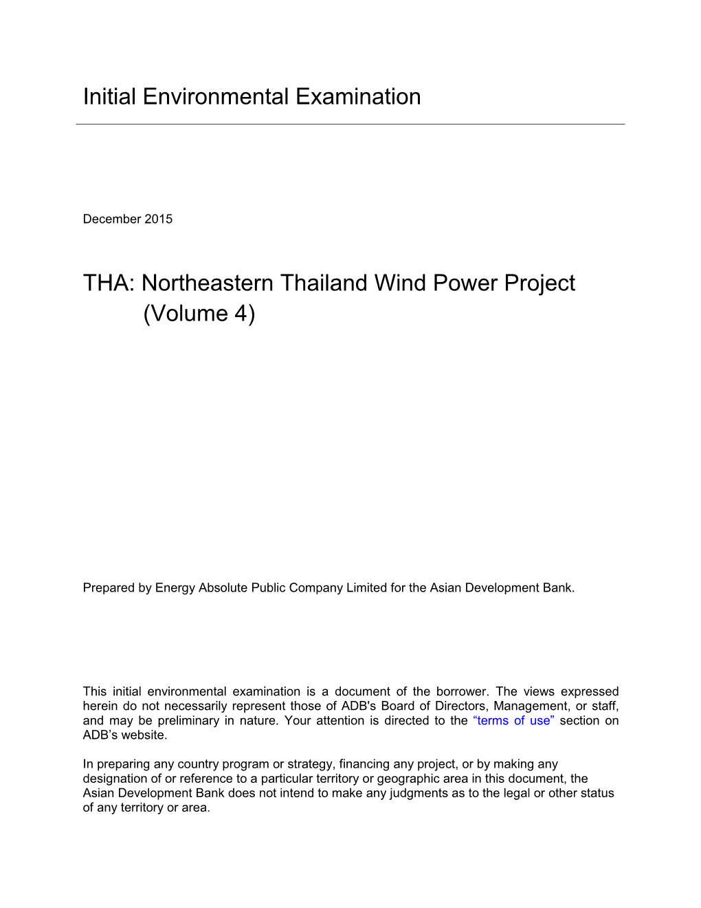 Northeastern Thailand Wind Power Project (Volume 4)