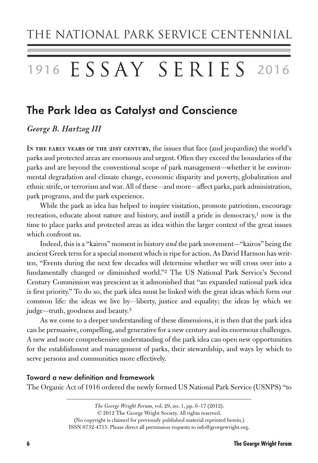 The Park Idea As Catalyst and Conscience