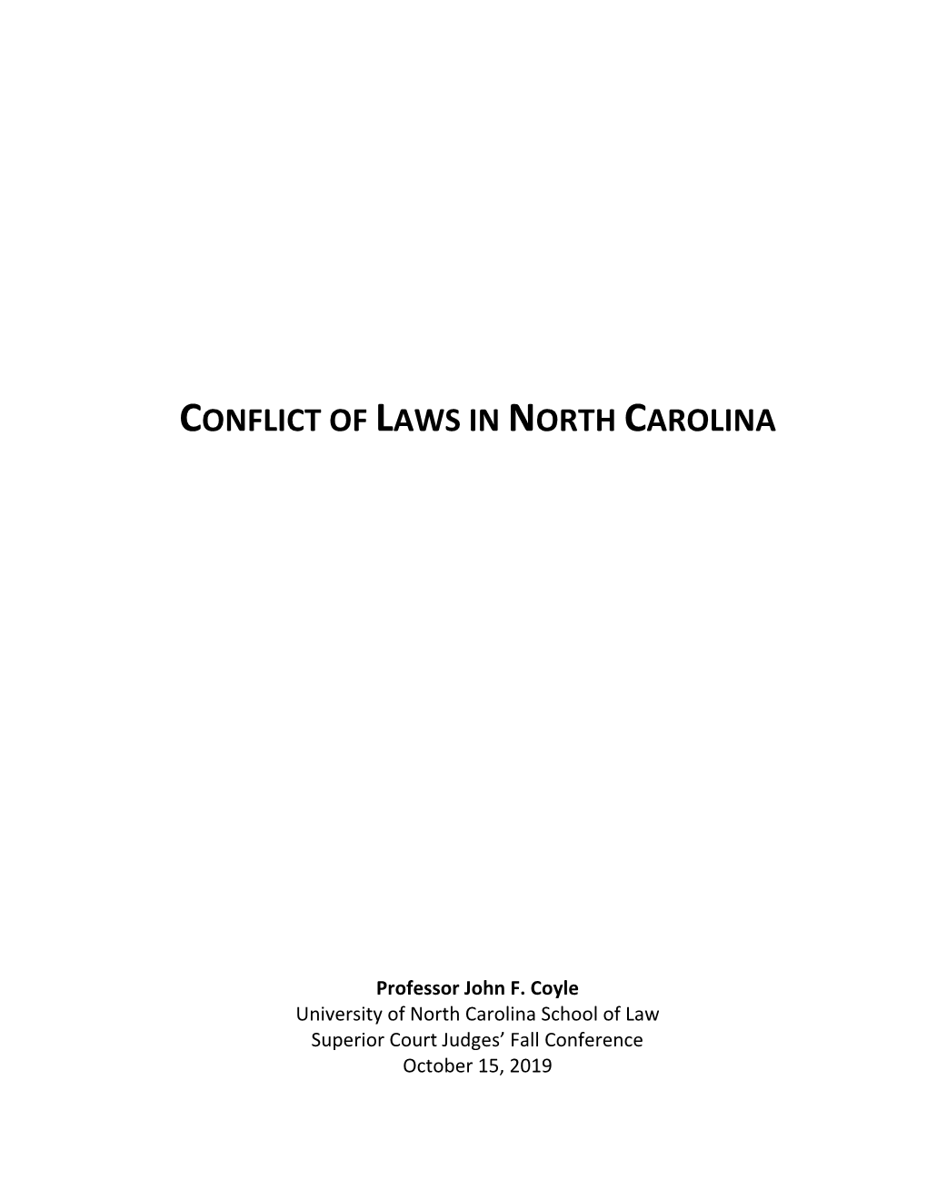 Conflict of Laws in North Carolina