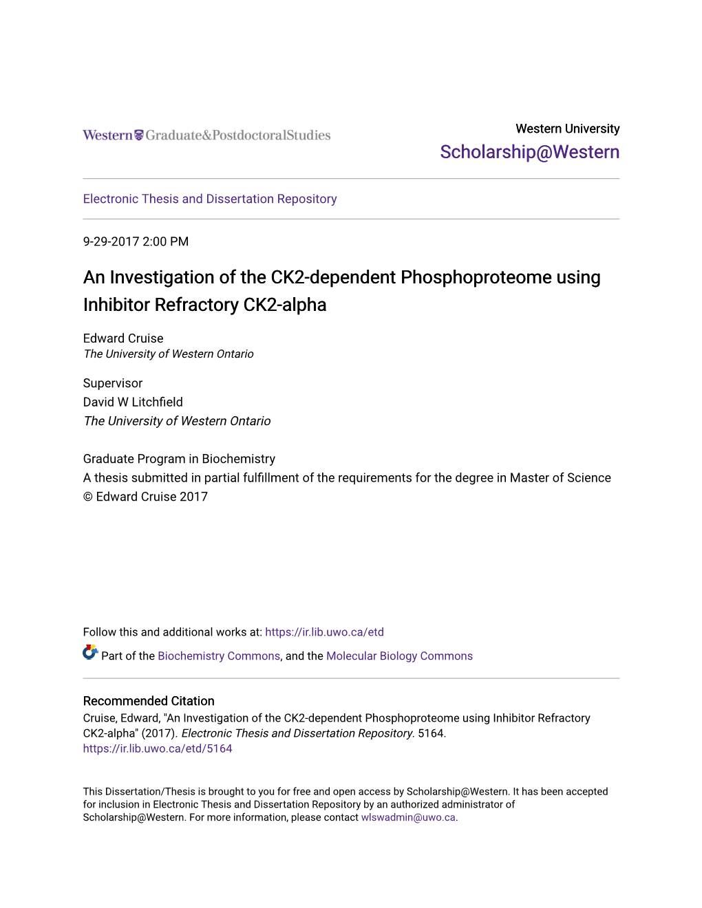 An Investigation of the CK2-Dependent Phosphoproteome Using Inhibitor Refractory CK2-Alpha