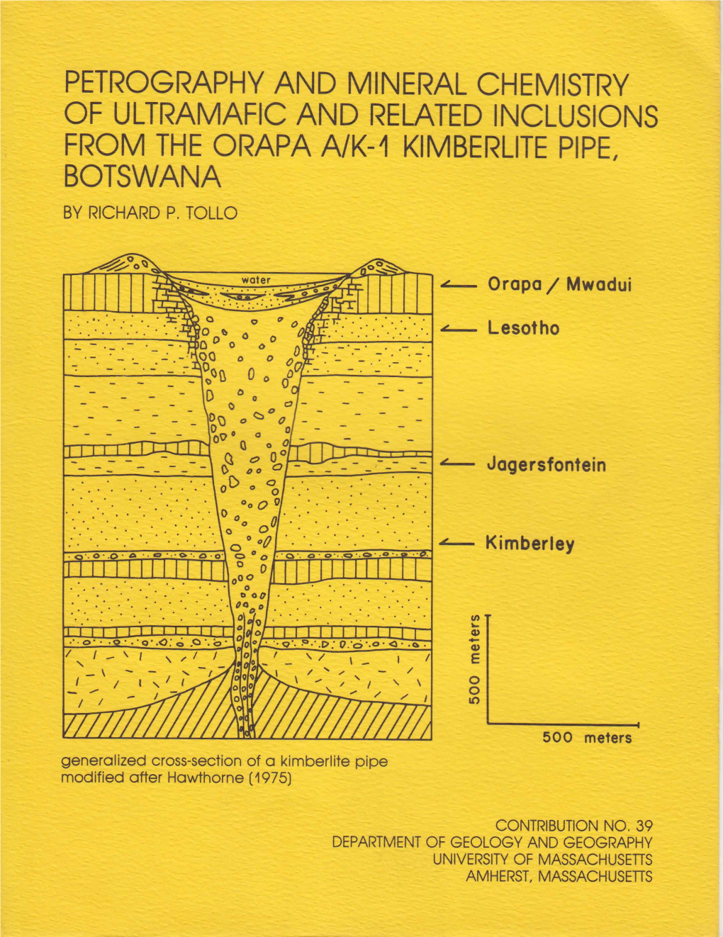 Petrography and Mineral Chemistry of Ultramafic and Related Inclusions from the Orapa A/K-1 Kimberlite Pipe, Botswana by Richard P