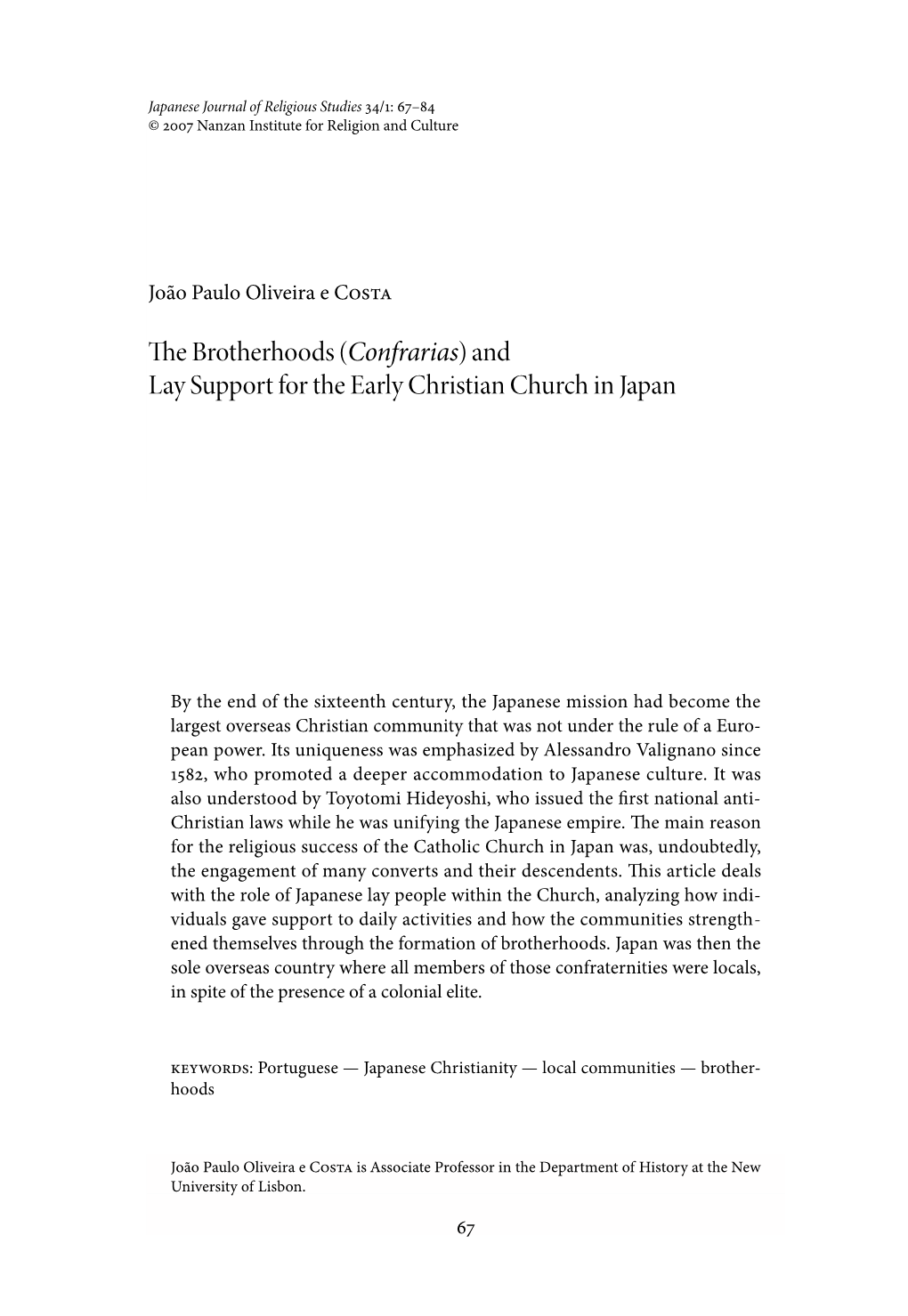 And Lay Support for the Early Christian Church in Japan