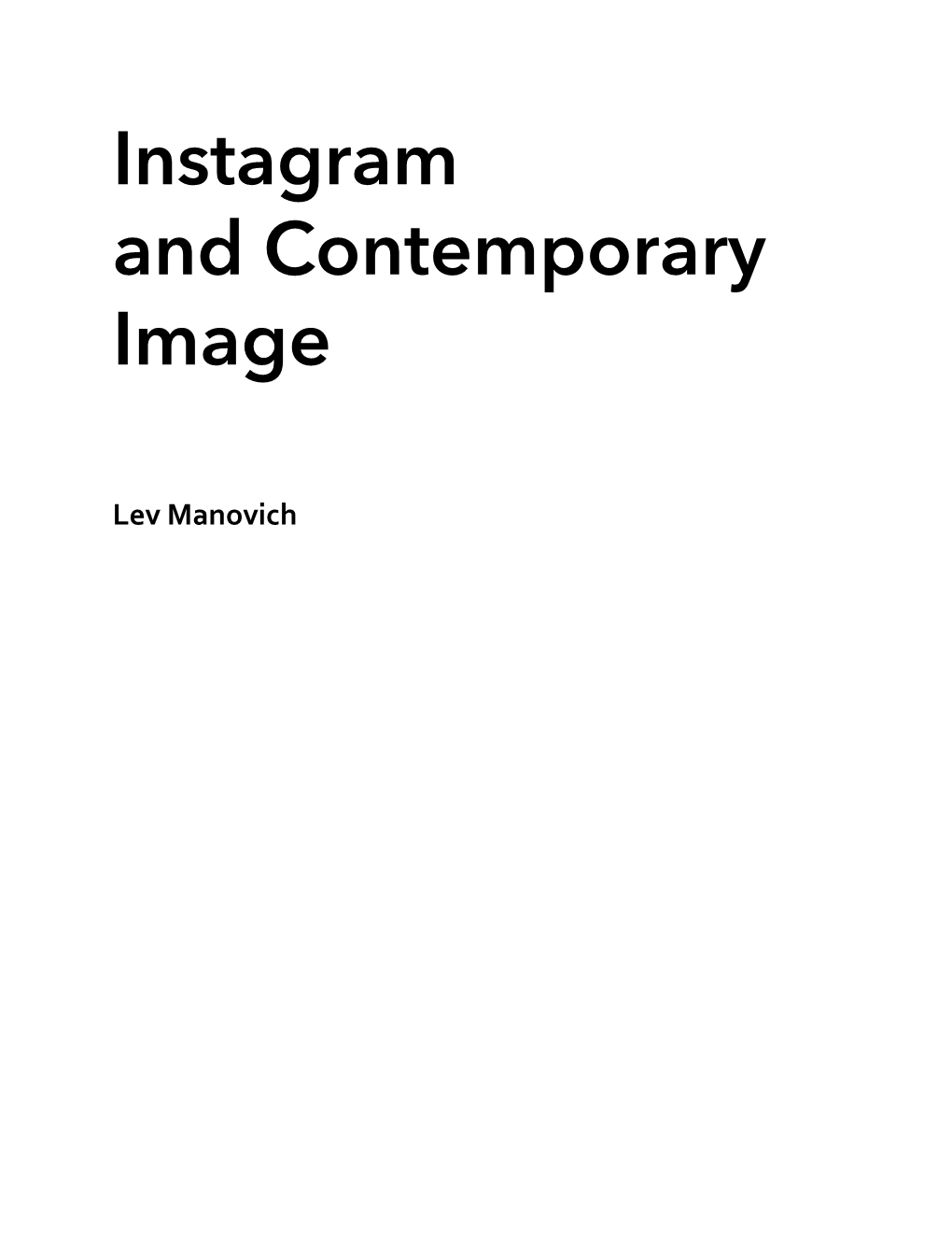 Instagram and Contemporary Image